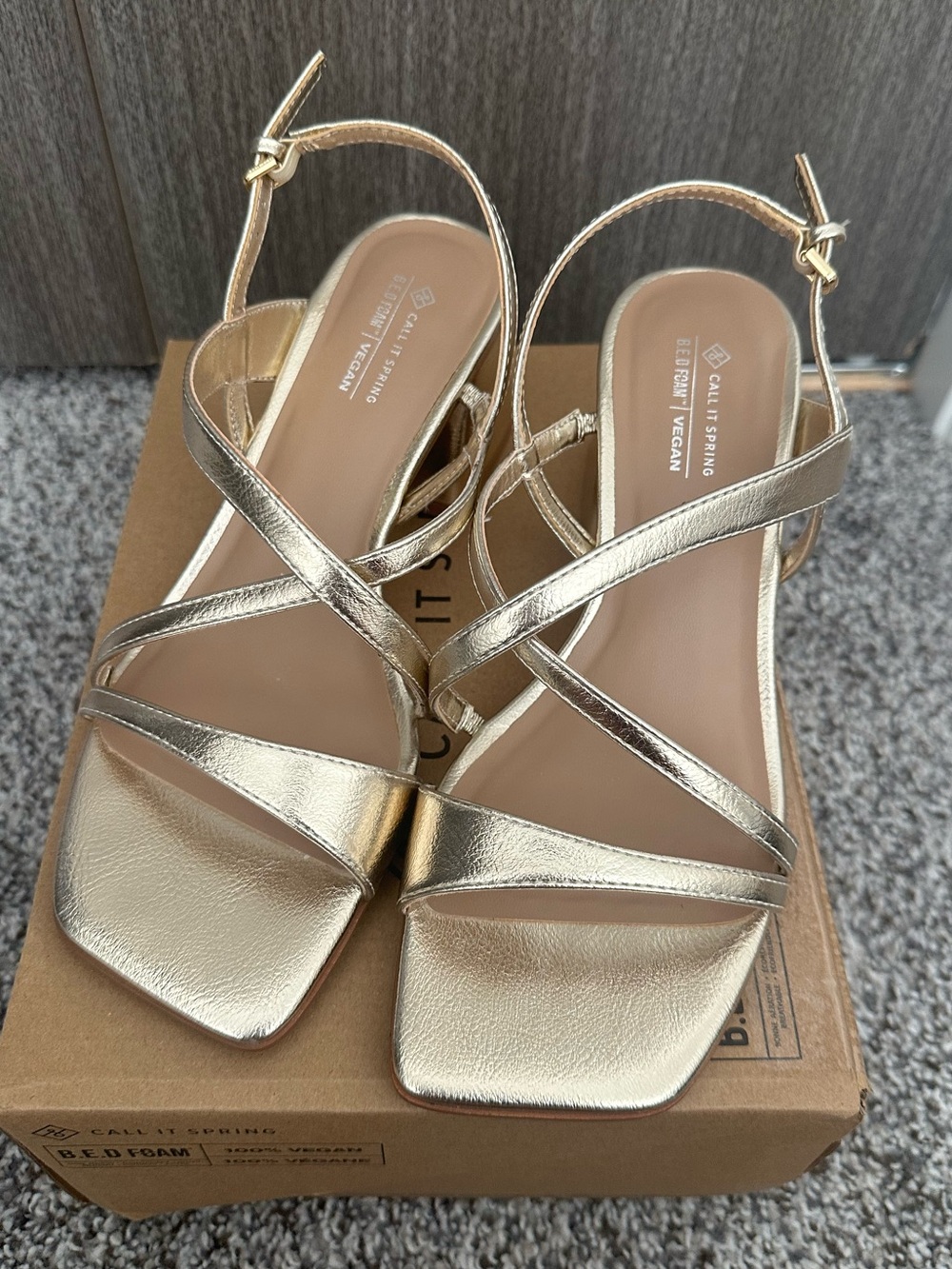 Call It Spring Gold Metallic Strappy Sandals